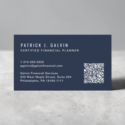 CFP Certified Financieel Planner QR Code Blauw Visitekaartje