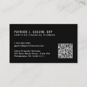 CFP Certified Financieel Planner QR Code Zwart Visitekaartje (Voorkant)