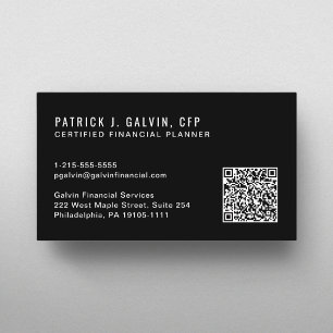 CFP Certified Financieel Planner QR Code Zwart Visitekaartje