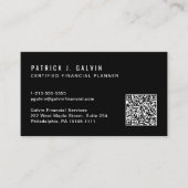 CFP Certified Financieel Planner QR Code Zwart Visitekaartje (Voorkant)