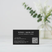 CFP financieel planner QR-code zwart Visitekaartje (Staand voorkant)