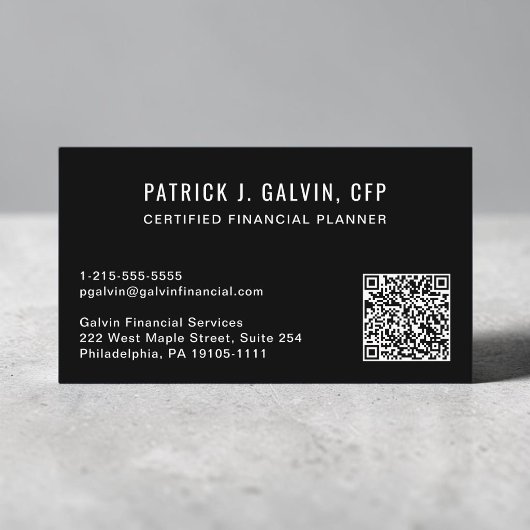 CFP financieel planner QR-code zwart Visitekaartje