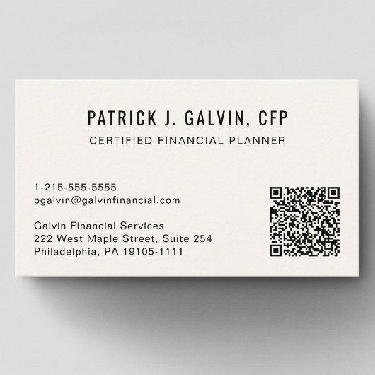 CFP Financiële Planner QR Code Crème Visitekaartje