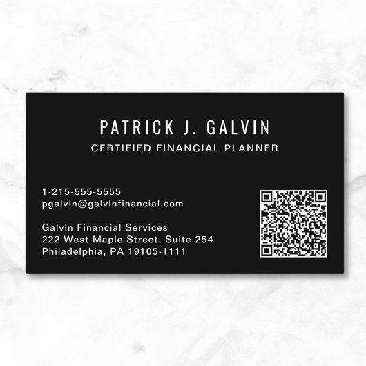 CFP Financiële Planner QR Code Zwart Visitekaartje