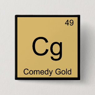 Cg - Comedy Gold Chemie Element Symbool T-Shirt Vierkante Button 5,1 Cm