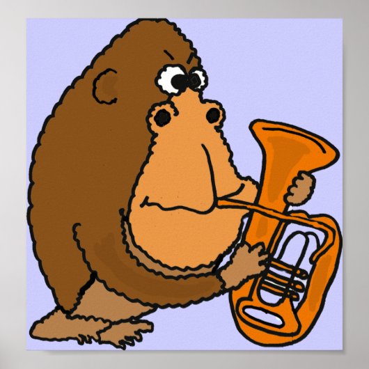 CG- Funny Gorilla die het Poster Tuba speelt (Voorkant)