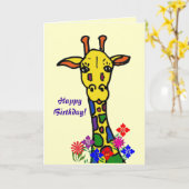 CG gelukkige Verjaardag! Giraffe Kaart (Gele Bloem)