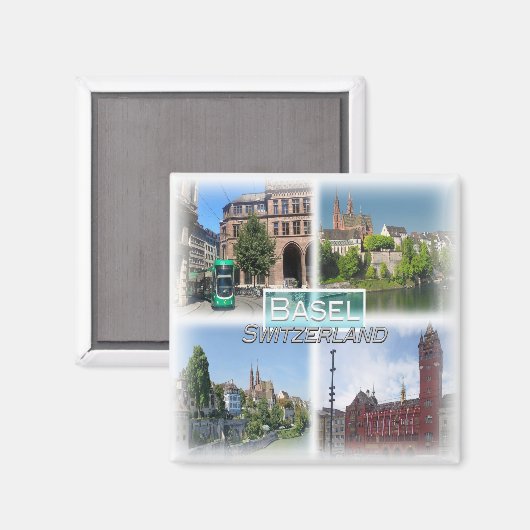 CH0290 Europa, Zwitserland, Bazel, Koelkast Magneet (Voorkant / Achterkant)