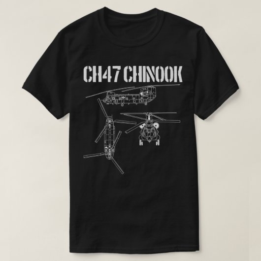 CH47 Chinook Schematic Army Helikopter CH-47 C T-shirt (Design voorkant)