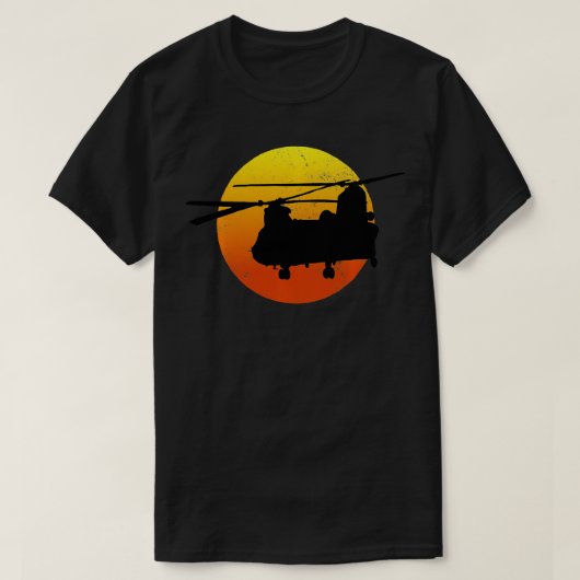 CH47 Chinook Silhouette Sunset Military Helicopter T-shirt (Design voorkant)