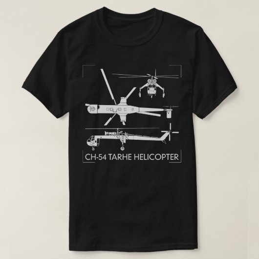CH54 Tarhe Helikopter Skycrane Knipsel Silhouet T-shirt (Design voorkant)