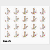 CH-004 kerstman Harp Ronde Sticker (Vel)