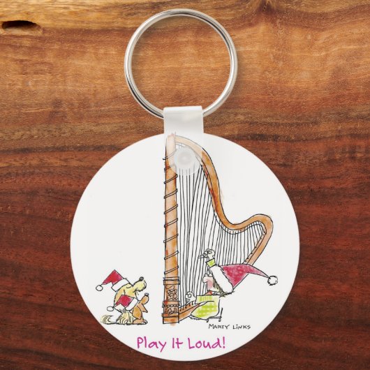 CH-004 kerstman Harp Sleutelhanger (Voorkant)