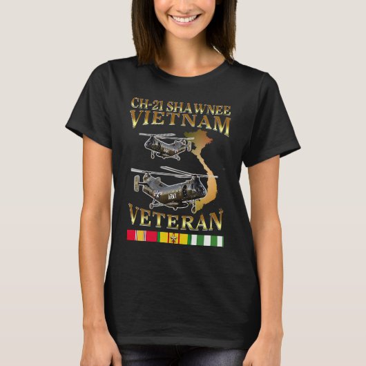 CH 21 Shawnee h21 helicopter Vietnam veteran T-shirt (Voorkant)