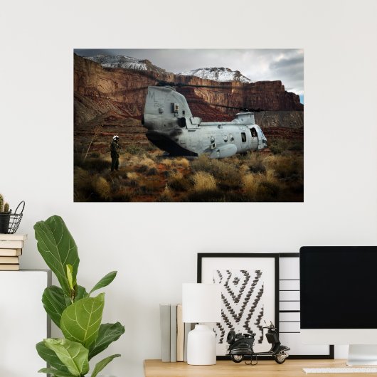 CH-46E Zee Knight Helikopter Poster (Thuiskantoor)