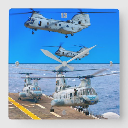 CH-46E ZEE KNIGHT VIERKANTE KLOK (Voorkant)