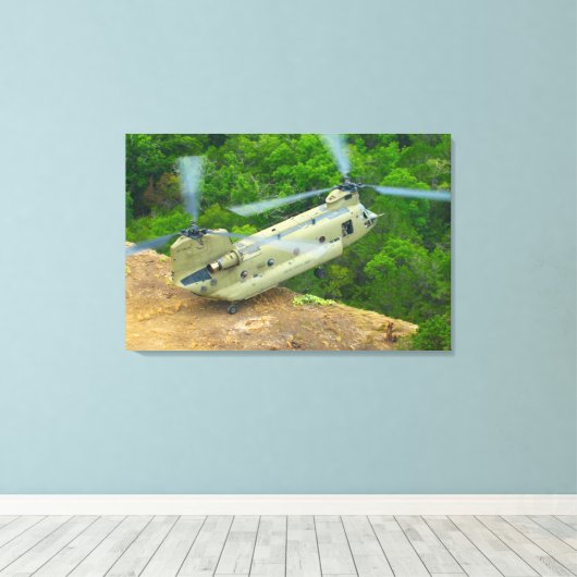 CH-47F CHINOOK 24x36 Canvas Afdruk (Insitu (Houten vloer))