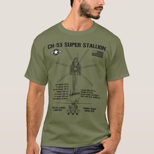 CH-53 Super Hengst Aanval Helikopter Specs CH53 T-shirt (Voorkant)