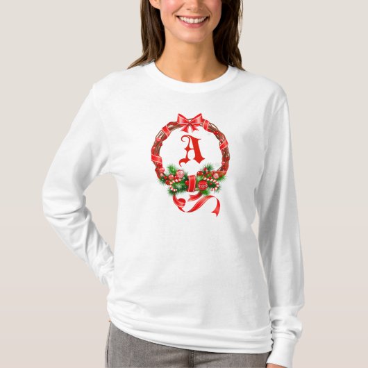 Ch Aristmas Wreath Monogram T-shirt (Voorkant)