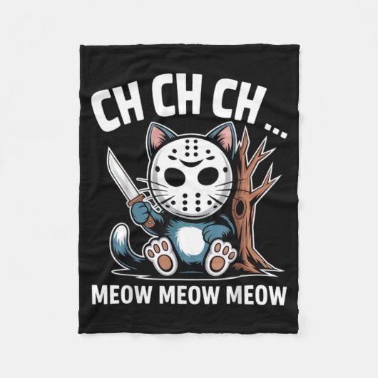 Ch Ch Ch Meow Meow Kat Mask Grappig Halloween Kat Fleece Deken (Voorkant)