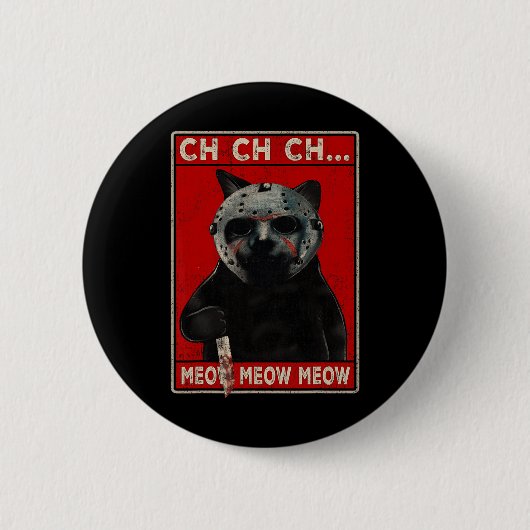 CH CH CH...Meow Meow Ronde Button 5,7 Cm (Voorkant)