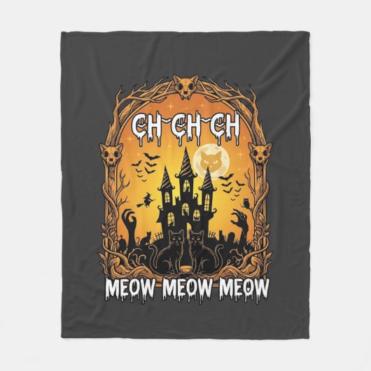 Ch Meow Halloween Geheime Kasteel_1 Fleece Deken (Voorkant)