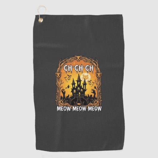 Ch Meow Halloween Geheime Kasteel_1 Golfhanddoek (Voorkant)