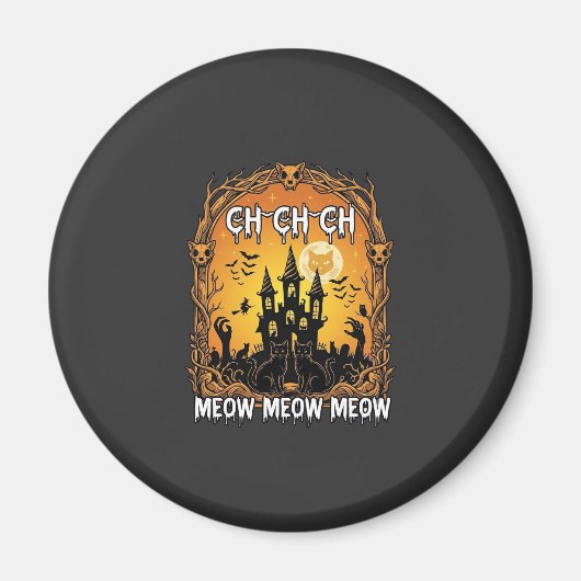 Ch Meow Halloween Geheime Kasteel_1 Magneet (Voorkant)