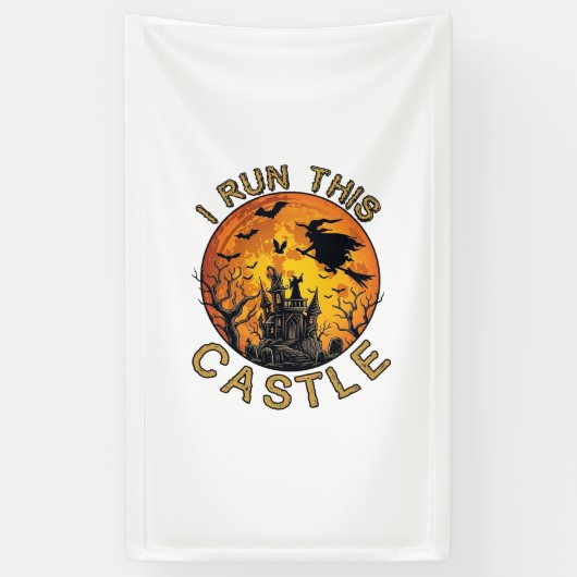 Ch Meow Halloween Geheugen Kasteel (2)_1 Spandoek (Verticaal)