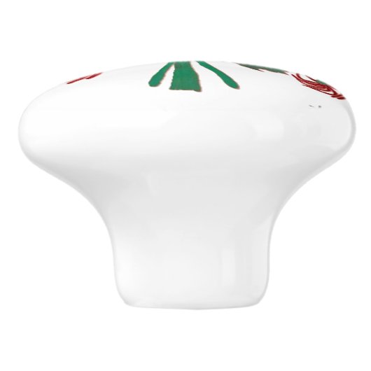 CH Zinnias rood boeket Keramische Knop (Zijkant)