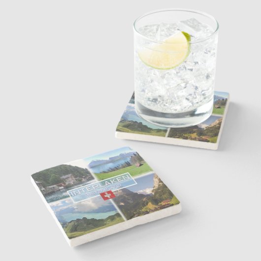 CH Zwitserland - Interlaken - Thun-Thunerse meer Stenen Onderzetter (Zijkant)