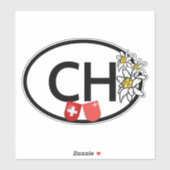 CH Zwitserland & Kanton Schwyz Vlaggen | Edelweiss Sticker (Vel)