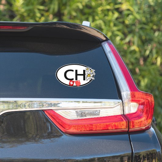CH Zwitserland & Kanton Schwyz Vlaggen | Edelweiss Sticker (Auto Zijkant)