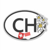 CH Zwitserland & Kanton Solothurn Vlaggen | Edelwe Sticker (Voorkant)