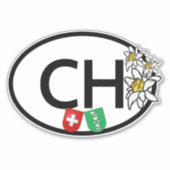 CH Zwitserland & Kanton St. Gallen Vlaggen | Edelw Sticker (Voorkant)
