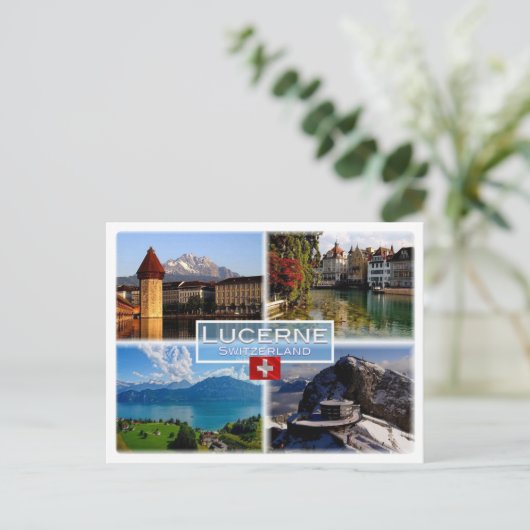 CH Zwitserland - Lucerne - Chapel Bridge - Old Tow Briefkaart (Staand voorkant)