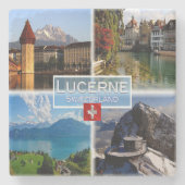 CH Zwitserland - Lucerne - Chapel Bridge - Old Tow Stenen Onderzetter (Voorkant)