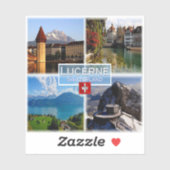 CH Zwitserland - Lucerne - Chapel Bridge - Old Tow Sticker (Vel)