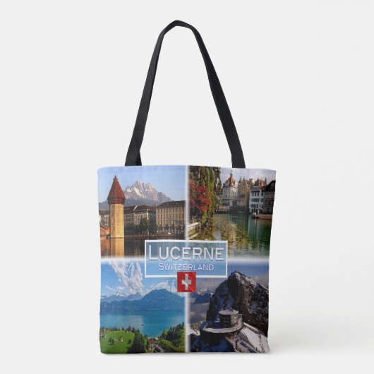 CH Zwitserland - Lucerne - Chapel Bridge - Old Tow Tote Bag (Achterkant)