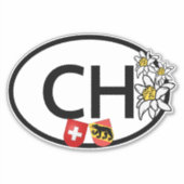 CH Zwitsers & Kanton Bern Wapen Ovaal Sticker (Voorkant)