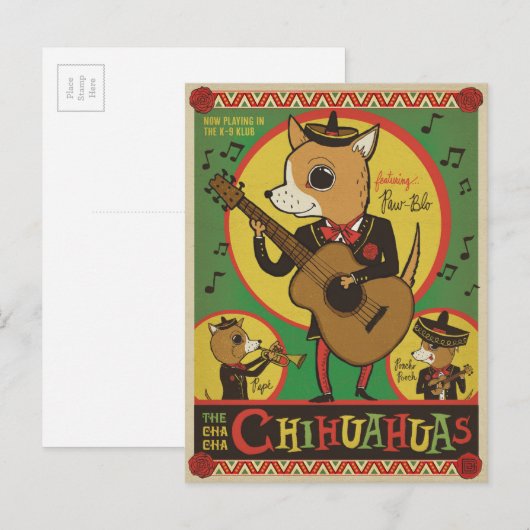 Cha Cha Chihuahuas Briefkaart (Voorkant / Achterkant)