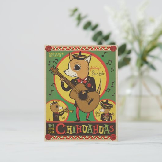 Cha Cha Chihuahuas Briefkaart (Staand voorkant)