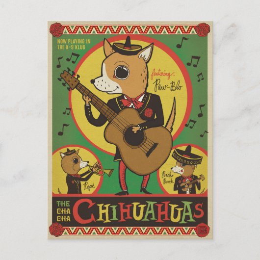 Cha Cha Chihuahuas Briefkaart (Voorkant)