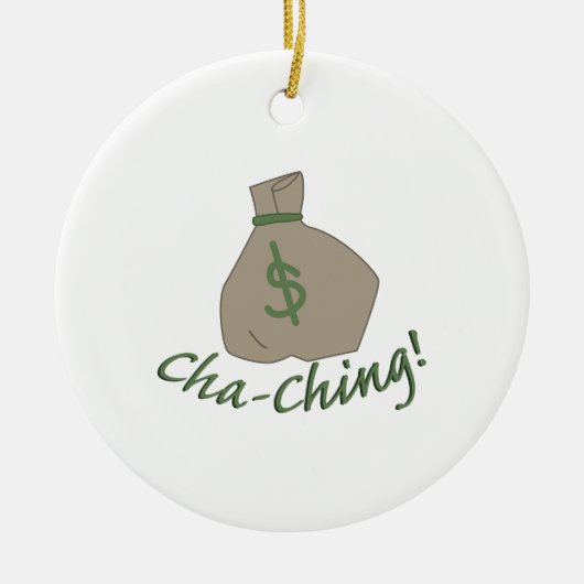 Cha-ching tas keramisch ornament (Voorkant)