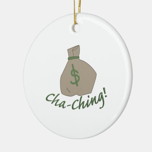 Cha-ching tas keramisch ornament (Links)