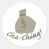 Cha-ching tas ronde sticker (Voorkant)