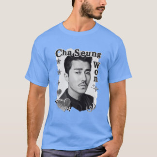 Cha Seungwon Korean Actor Black and White Collage T-shirt