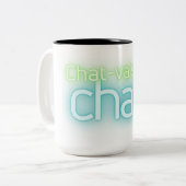 Cha vais pas chat! Franse kat expressie Tweekleurige Koffiemok (Voorkant links)