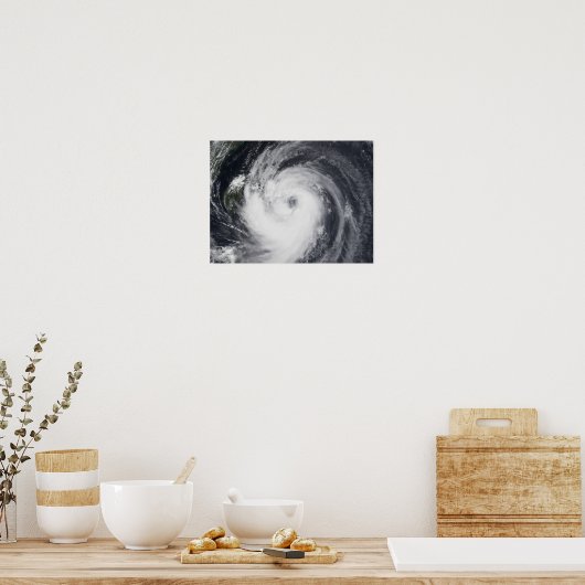 Chaba-tyfoon in de westerne Stille Oceaan Poster (Keuken)