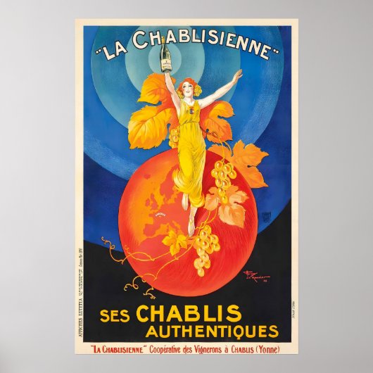 Chablis Drank Drankje Vintage Reisposter Poster (Voorkant)